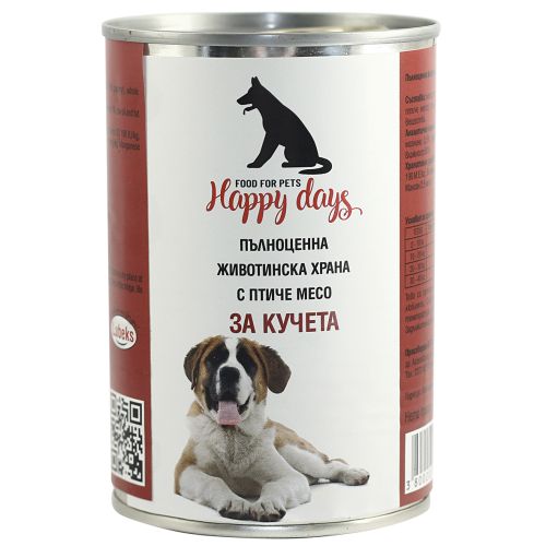 Храна за кучета Happy Days 0,415кг Птиче месо